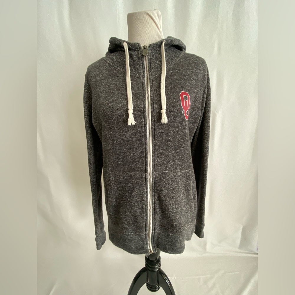 Oklahoma Sooners Jacket Women’s Large Royce Apparel Full Zip Hooded Pockets EUC